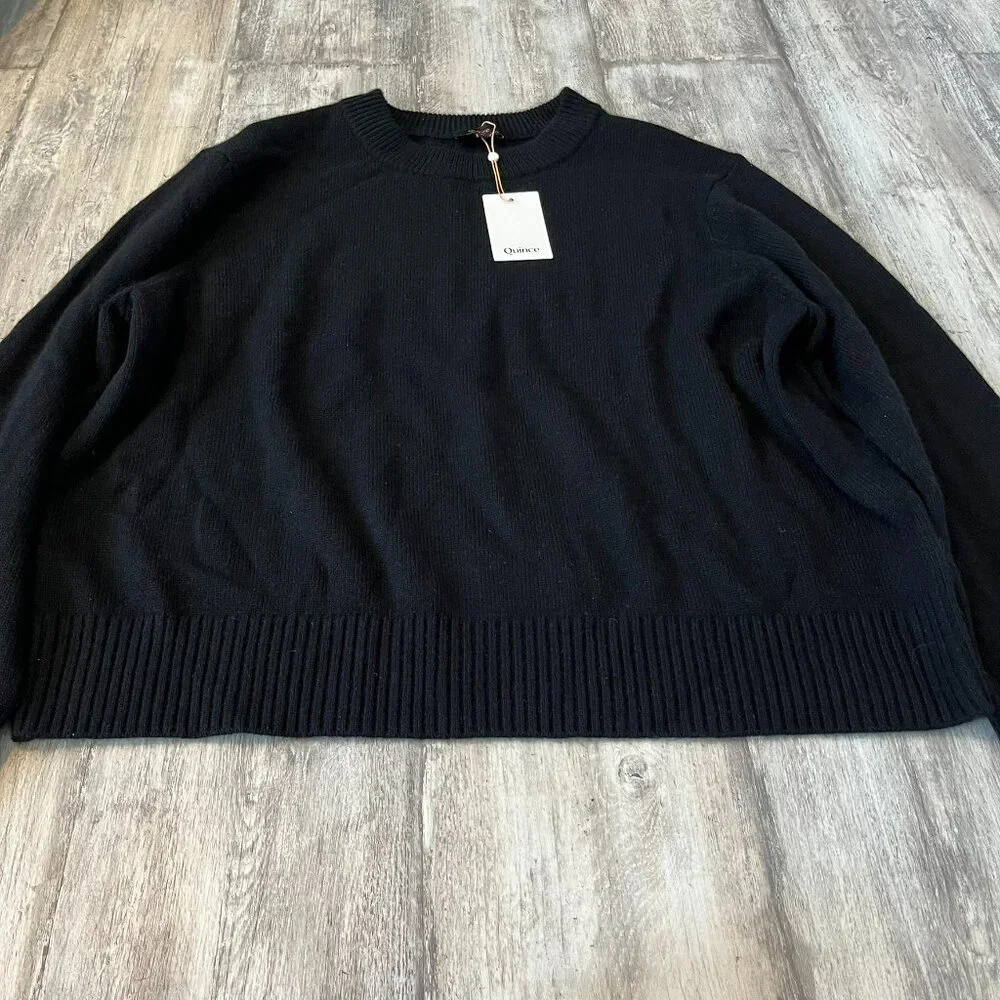 Quince Mongolian Cashmere Oversized Crewneck Sweater, Black, size XL - NWT! - Picture 4 of 13